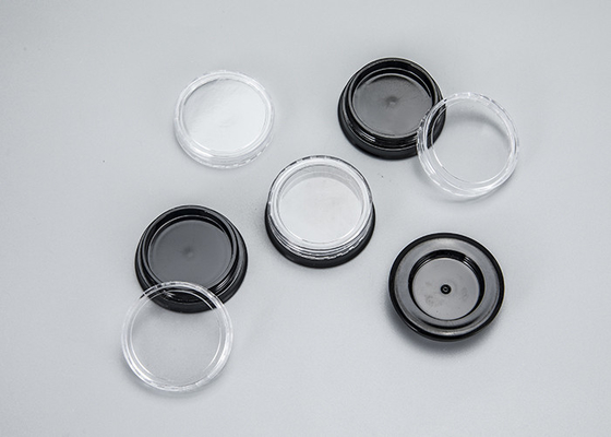 tarro cosmético plástico vacío 3g con maquillaje minúsculo de las tapas negras