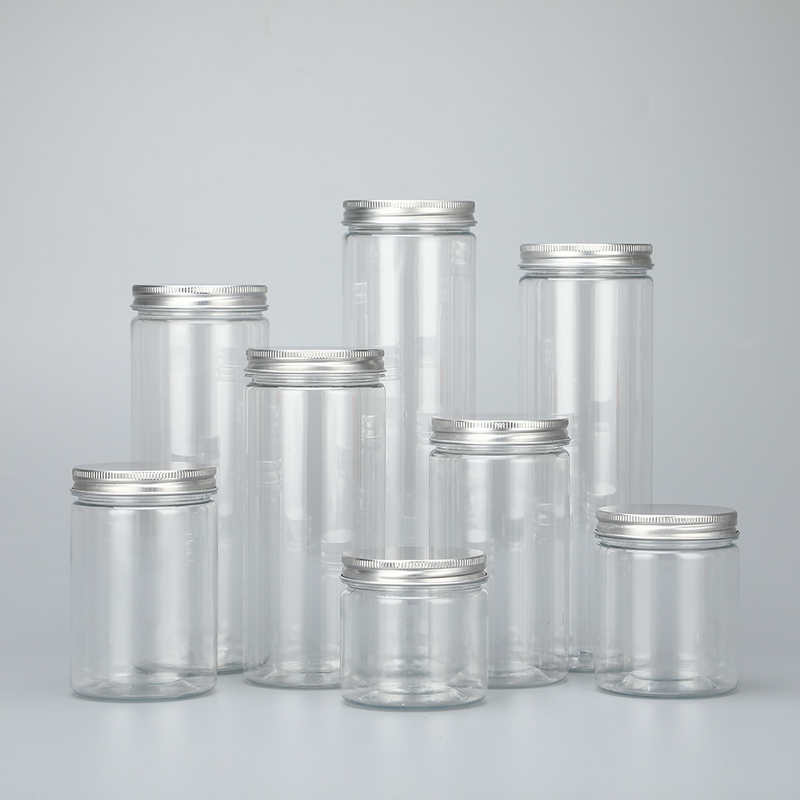 100ml 200ml 8oz 300ml 12oz 500ml blanco claro negro ámbar boca ancha recipientes cosméticos de plástico jar de mascotas con alumbre