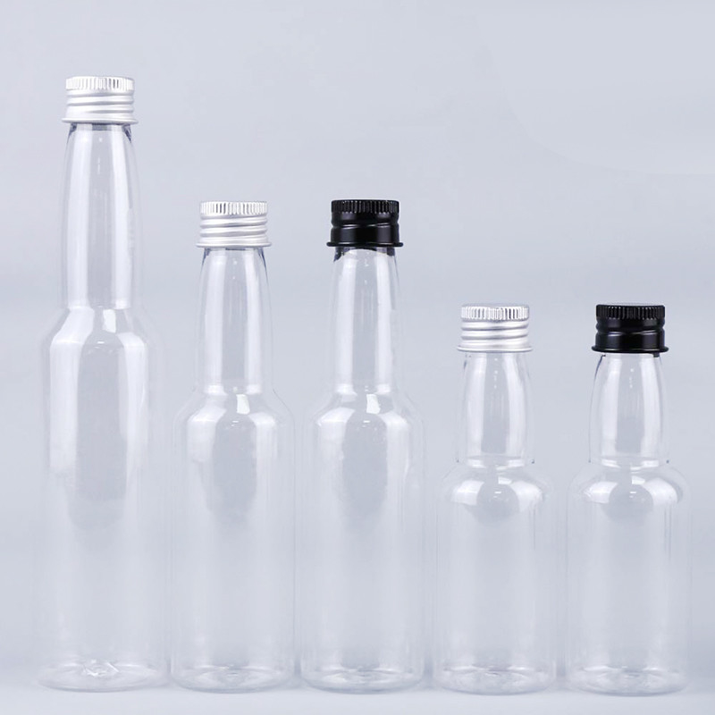 Botellas de licor mini 50 ml Botellas de vino de plástico mini vacío Botellas de licor de plástico