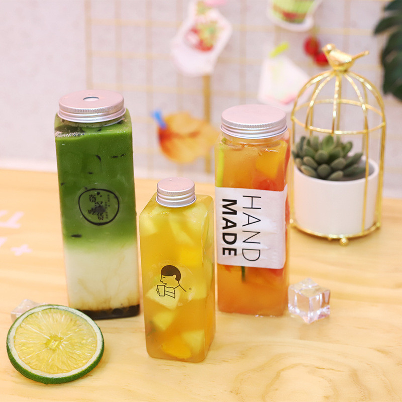 0Botellas de té de leche de 0,5 kg para almacenamiento de agua de forma redonda y cuadrada