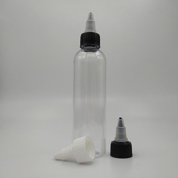 Botellas de plástico transparente con panel de etiqueta personalizado y acabado de cuello de tornillo