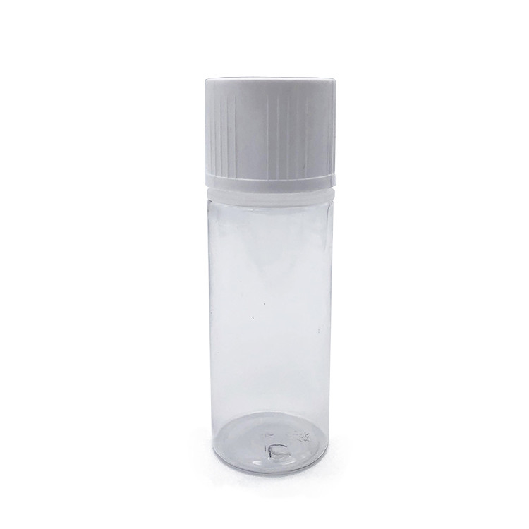 Botella redonda de PET E con tapa de tornillo a prueba de niños Logotipo personalizado Varias capacidades disponibles