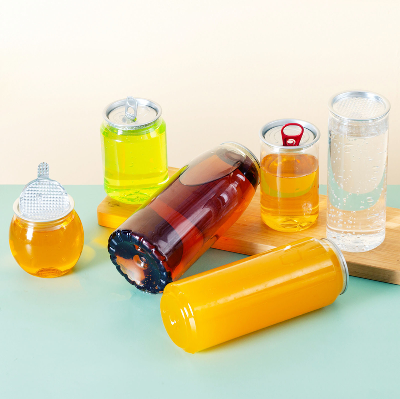 A prueba de fugas Botellas de plástico aisladas de leche para té Cuadradas redondas y transparentes Torso con tapa 120 ml 250 ml 350 ml 500 ml