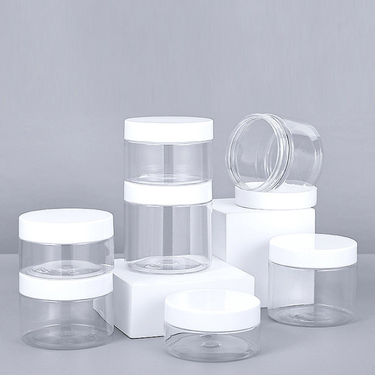 Jarrones PET transparentes de 200 ml 250 ml 300 ml 500 ml de boca ancha con tapa de aluminio