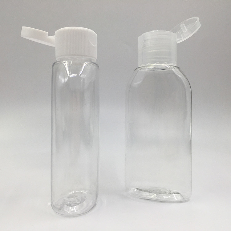 Botella redonda de bomba PET de 47 mm de diámetro 25.7 g con tapa de tornillo rosa de 24 mm 410 para cosméticos