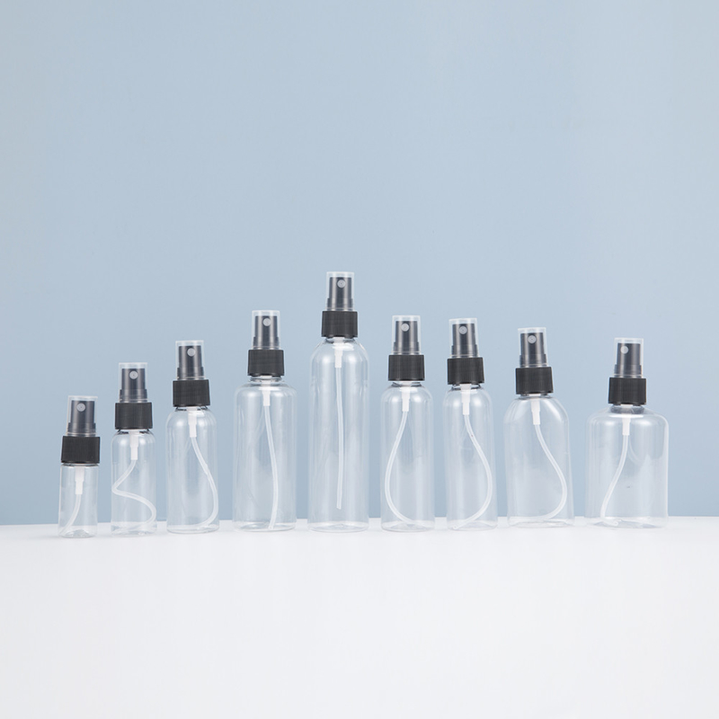 Botella de pulverización de plástico PET transparente ecológica para el día 10ml 15ml 30ml 50ml 60m 70ml 100ml 200ml 500ml