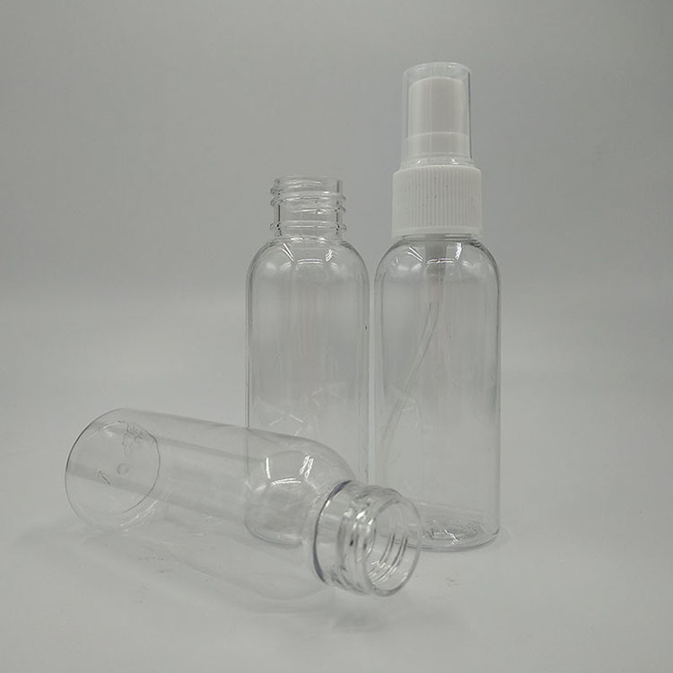 Botella de pulverización de plástico PET redonda 10 ml 15 ml 30 ml 50 ml 60 m 70 ml 100 ml 200 ml 500 ml Capacidad
