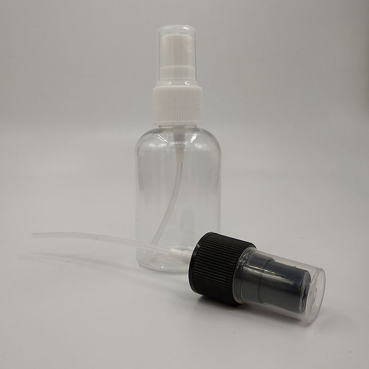 Botella de pulverización de plástico PET transparente para superficies lisas Capacidad 10ml 15ml 30ml 50ml 60m 70ml 100ml 200ml 500ml