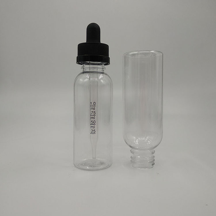Botellas de goteo de plástico de superficie lisa para productos líquidos en recipientes de vidrio
