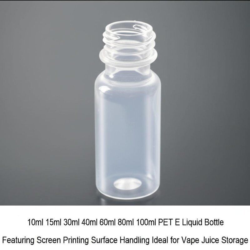 Botella de 10 ml 15 ml 30 ml 40 ml 60 ml 80 ml 100 ml de PET E líquido con pantalla de impresión manejo de superficie ideal para el almacenamiento de jugo de vape