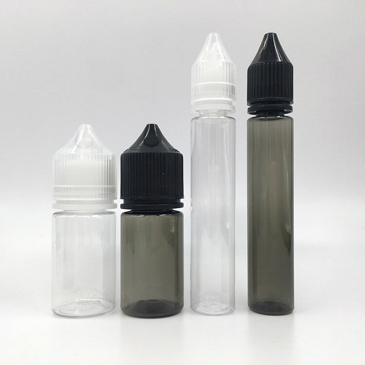 Botella de E-líquido de PET con logotipo personalizado en capacidades de 10ml 15ml 30ml 40ml 60ml 80ml 100ml Adecuado para diversas aplicaciones