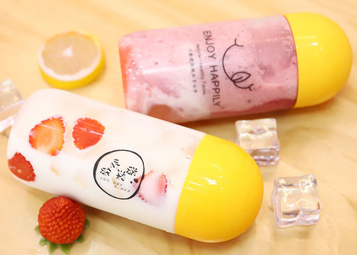 Botella de jugo PET bebida plástico transparente envase vacío botella de enzimas de té de leche con tapa