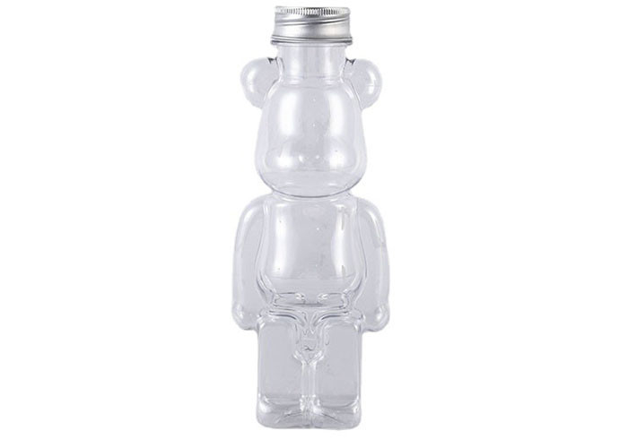 350ml 400ml 500ml 700ml de venta caliente personalizado de plástico para mascotas en forma de oso botella de jugo para bebidas con tapa y correas